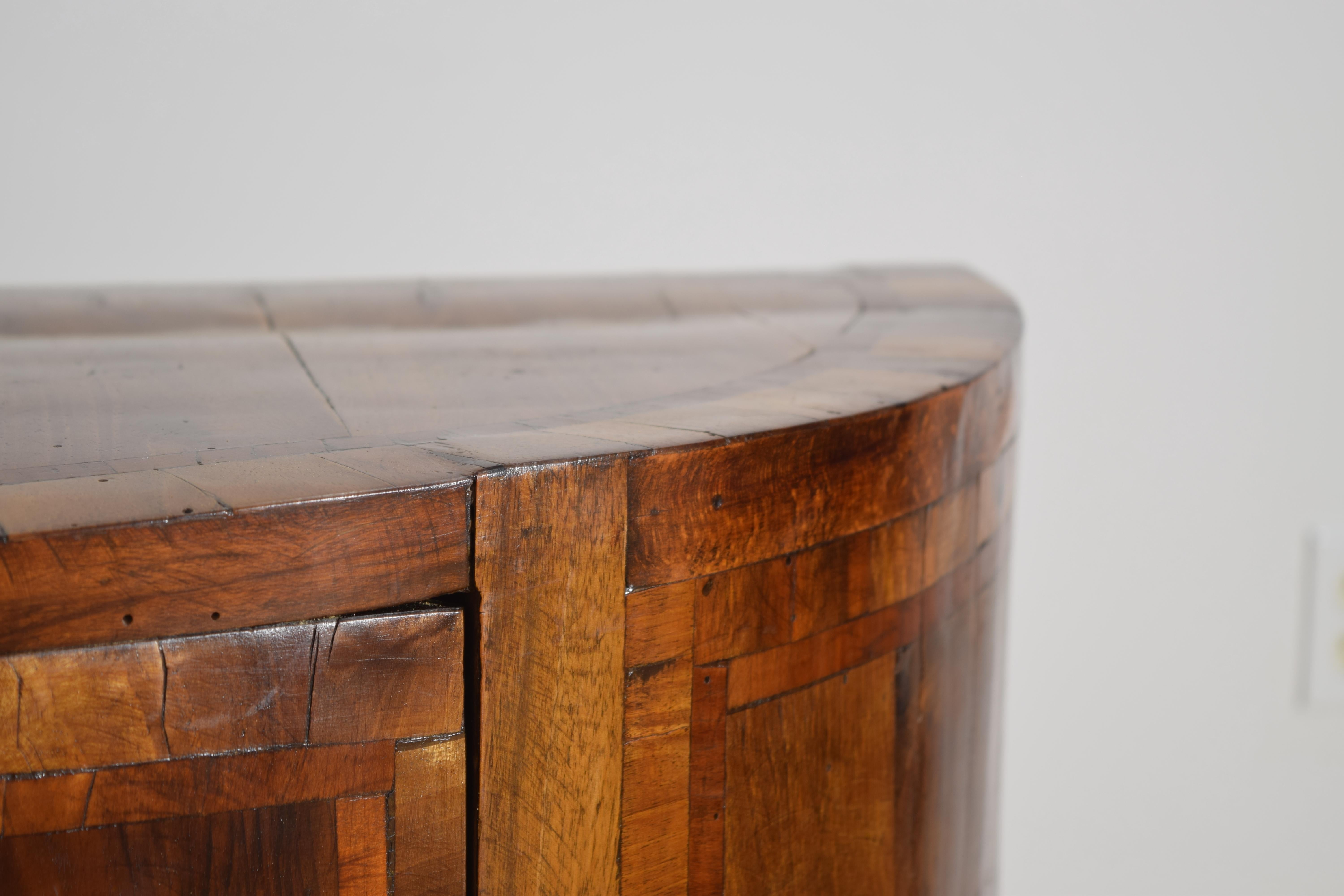 Italian Neoclassical Period Pair Veneered & Inlaid Demilune Commodes, ca. 1835 3