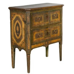 Italian Neoclassical Period Two-Drawer Commode with Painted Motifs, circa 1800