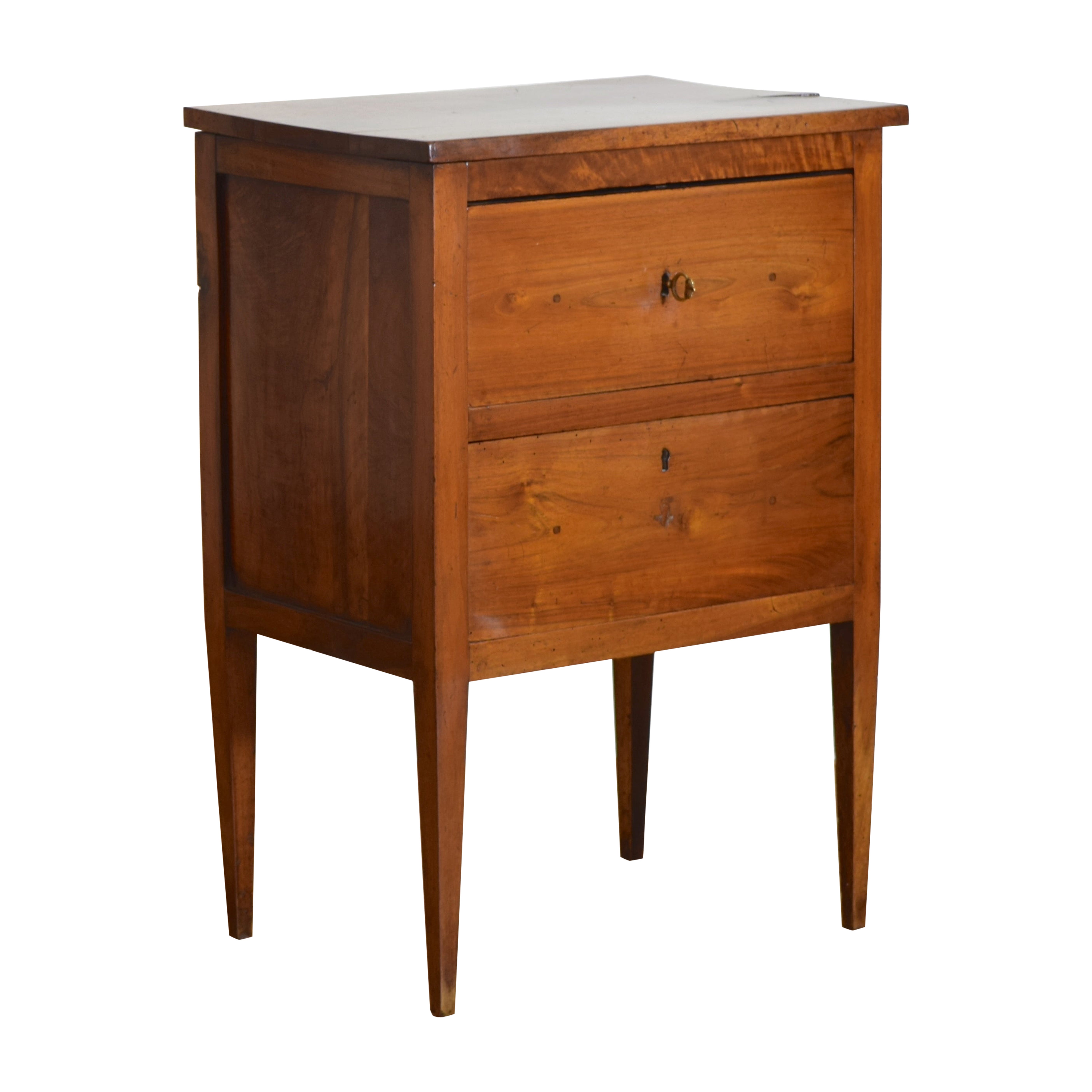 Italian Neoclassical Period Walnut 2-Drawer Bedside Commode, ca. 1820