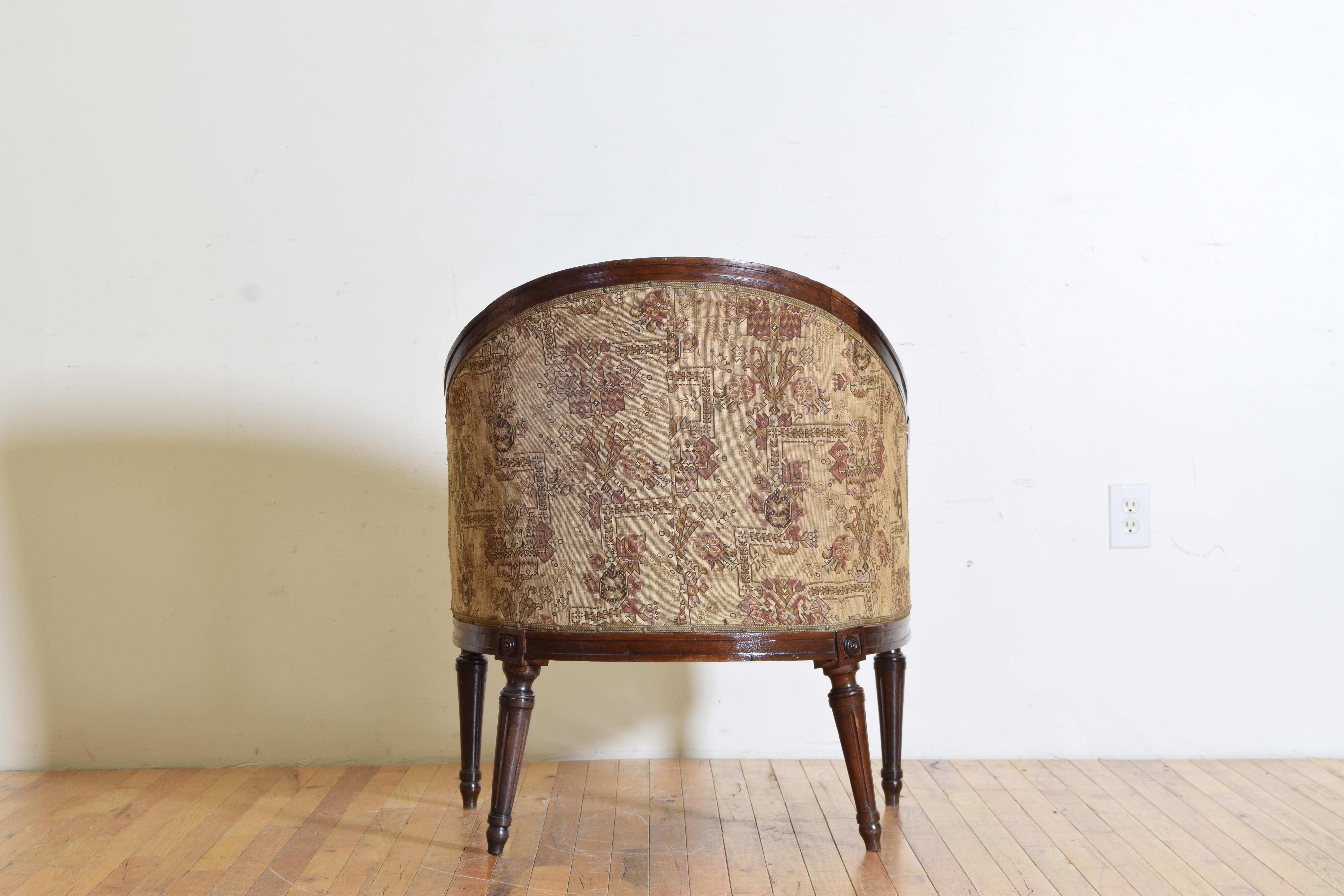 Italian Neoclassical Period Walnut & Upholstered Bergere, 2nd Quarter 19th Cen 1