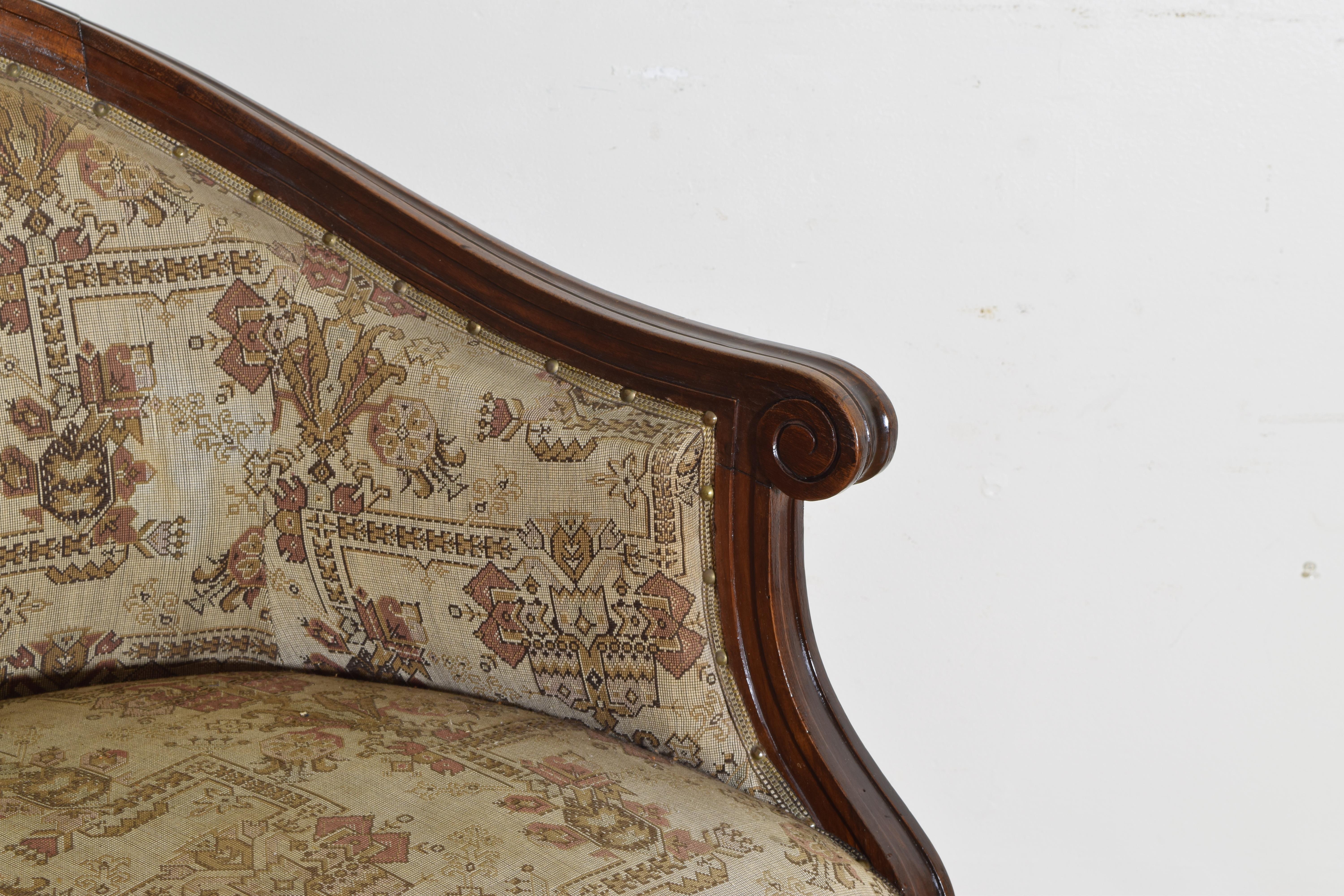Italian Neoclassical Period Walnut & Upholstered Bergere, 2nd Quarter 19th Cen 3
