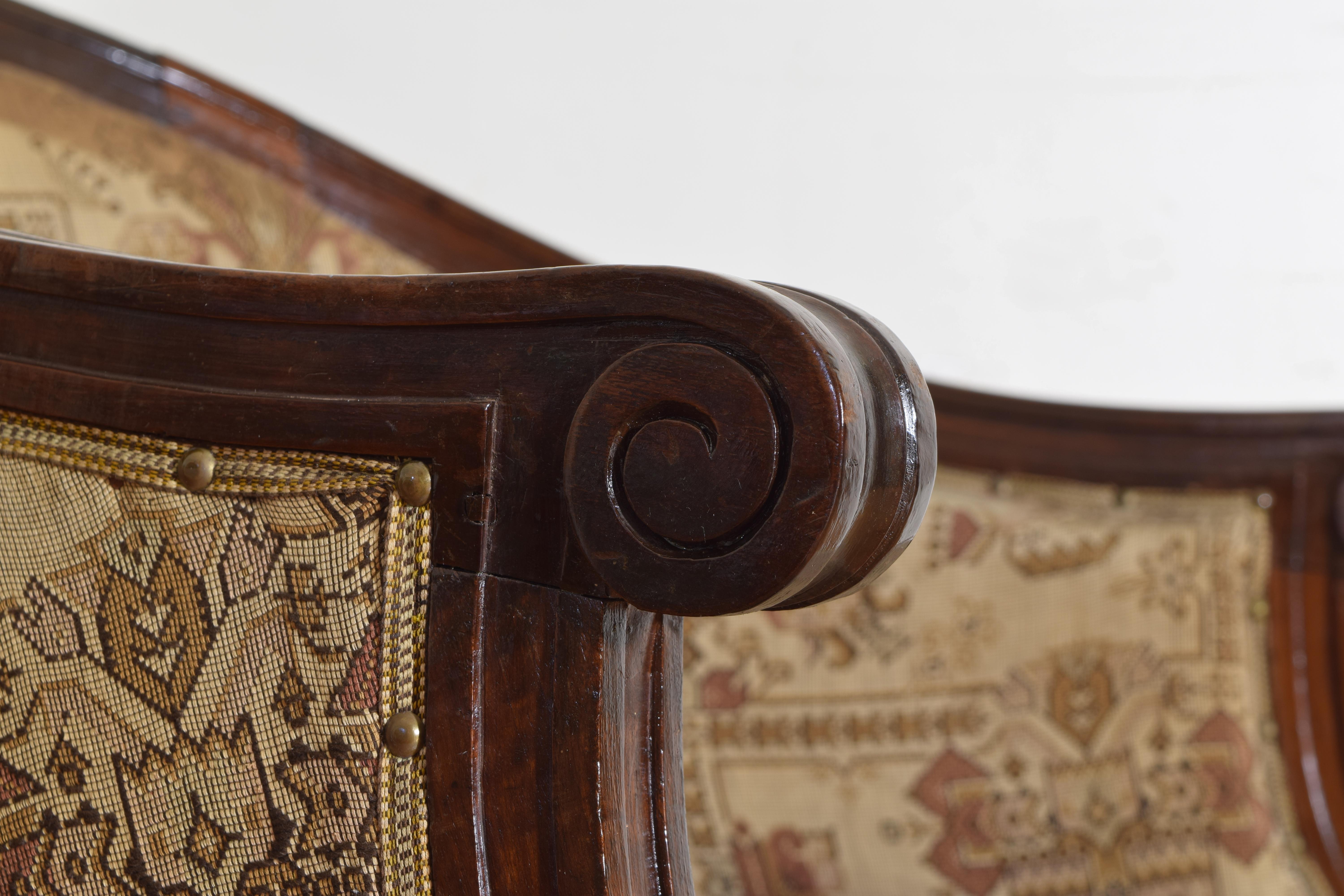 Italian Neoclassical Period Walnut & Upholstered Bergere, 2nd Quarter 19th Cen 4