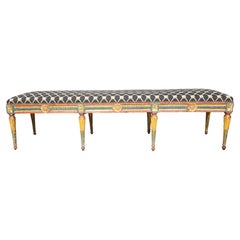 Italian Neoclassical Polychrome Painted Long Bench