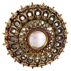 Italian Neoclassical Polychromed and Giltwood Sunburst Mirror
