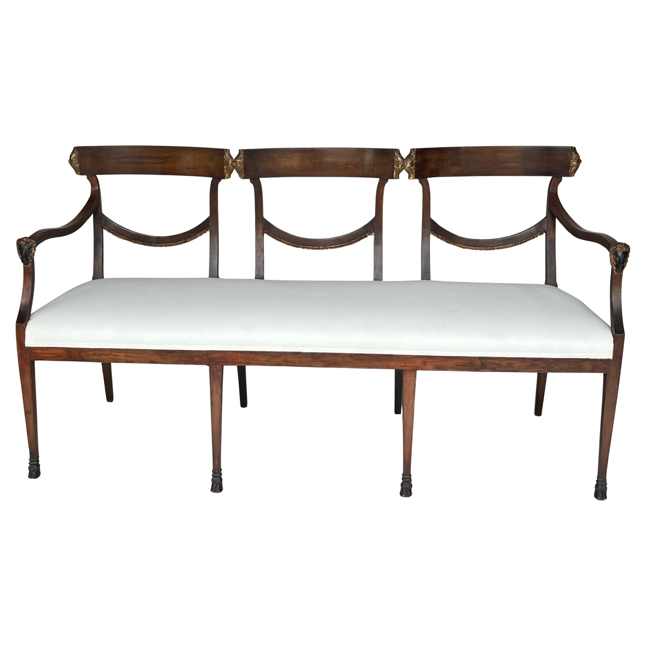 Italian Empire Ram's Head Settee For Sale