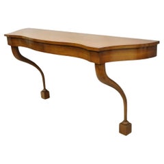 Italian Neoclassical Regency Cherry 2 Drawer Wall Mounted Console Hall Table (B)