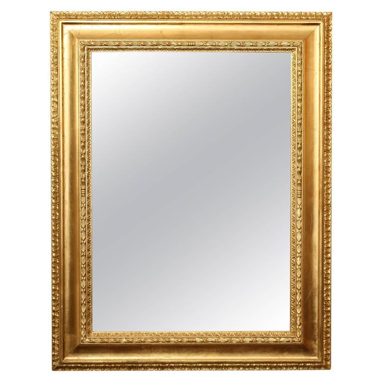 Italian Neoclassical Regency Rectangle Gilded Wall Mirror, 1930s In Good Condition For Sale In Miami, FL