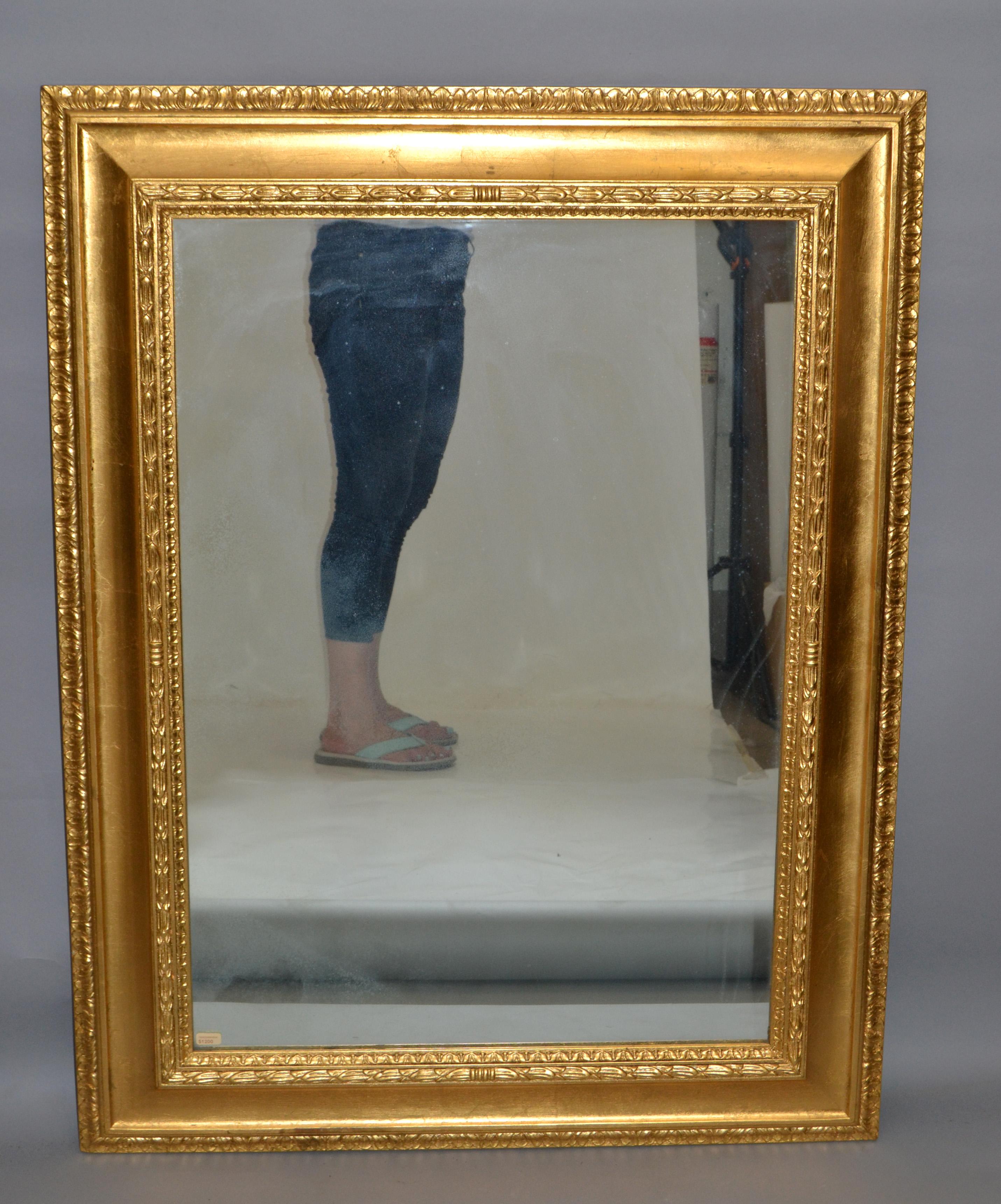 Giltwood Italian Neoclassical Regency Rectangle Gilded Wall Mirror, 1930s For Sale