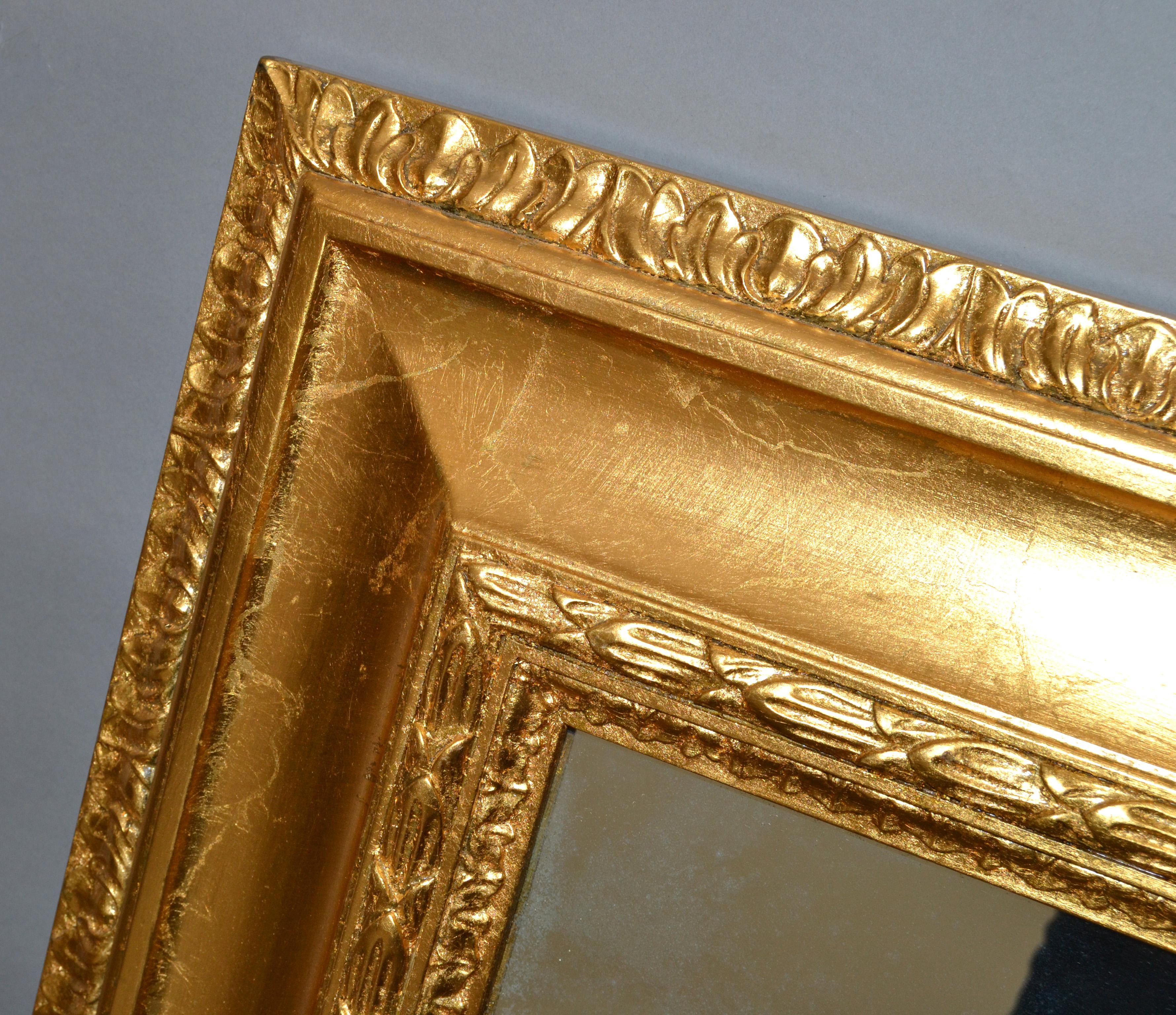 Italian Neoclassical Regency Rectangle Gilded Wall Mirror, 1930s For Sale 1