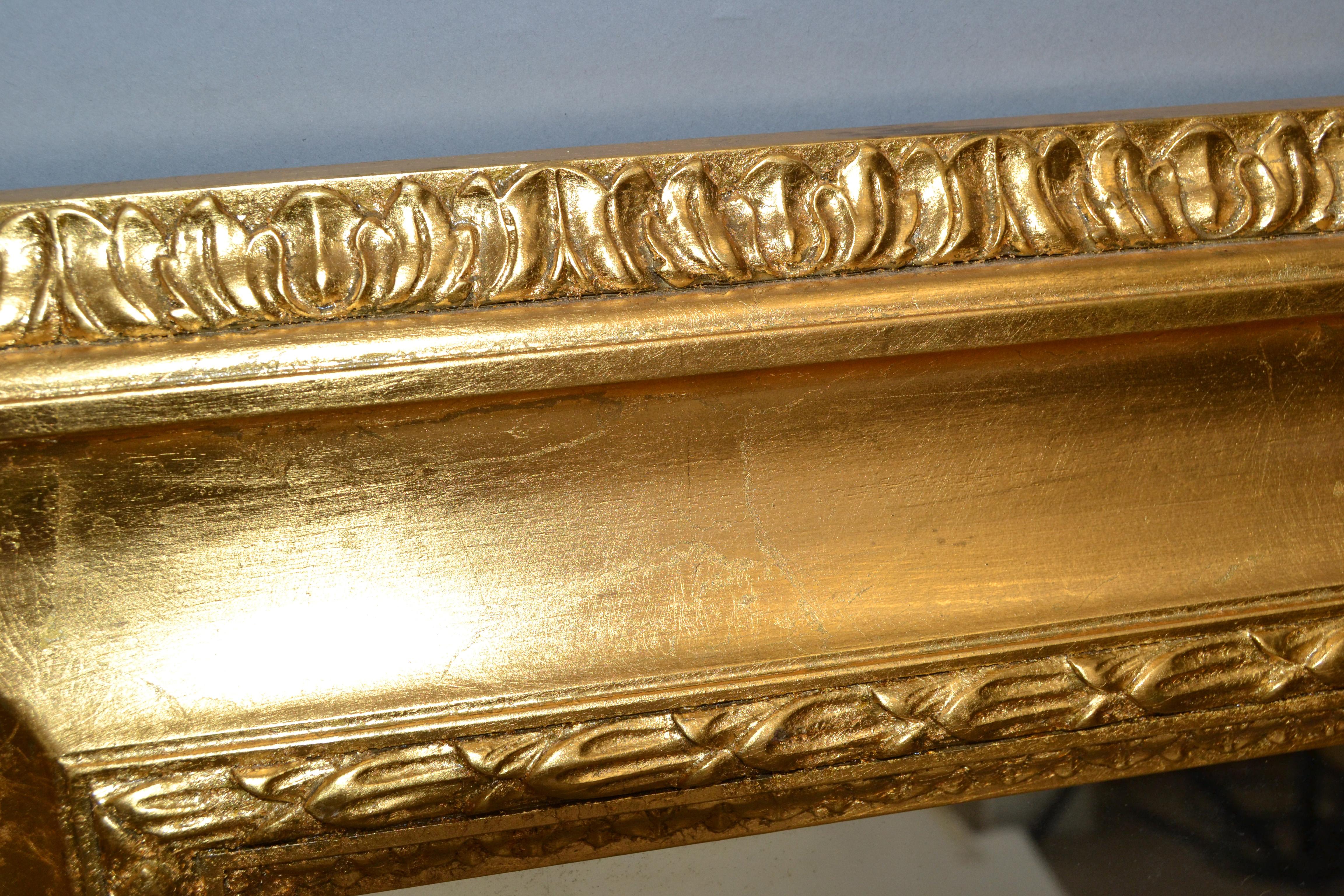 Italian Neoclassical Regency Rectangle Gilded Wall Mirror, 1930s For Sale 3