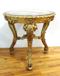 Italian Neoclassical Revival Carved Giltwood and Painted Marble Top Center Table
