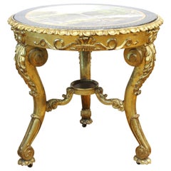 Italian Neoclassical Revival Carved Giltwood and Painted Marble Top Center Table