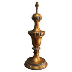Italian Neoclassical Revival Carved Giltwood Table Lamp, Circa 1940s