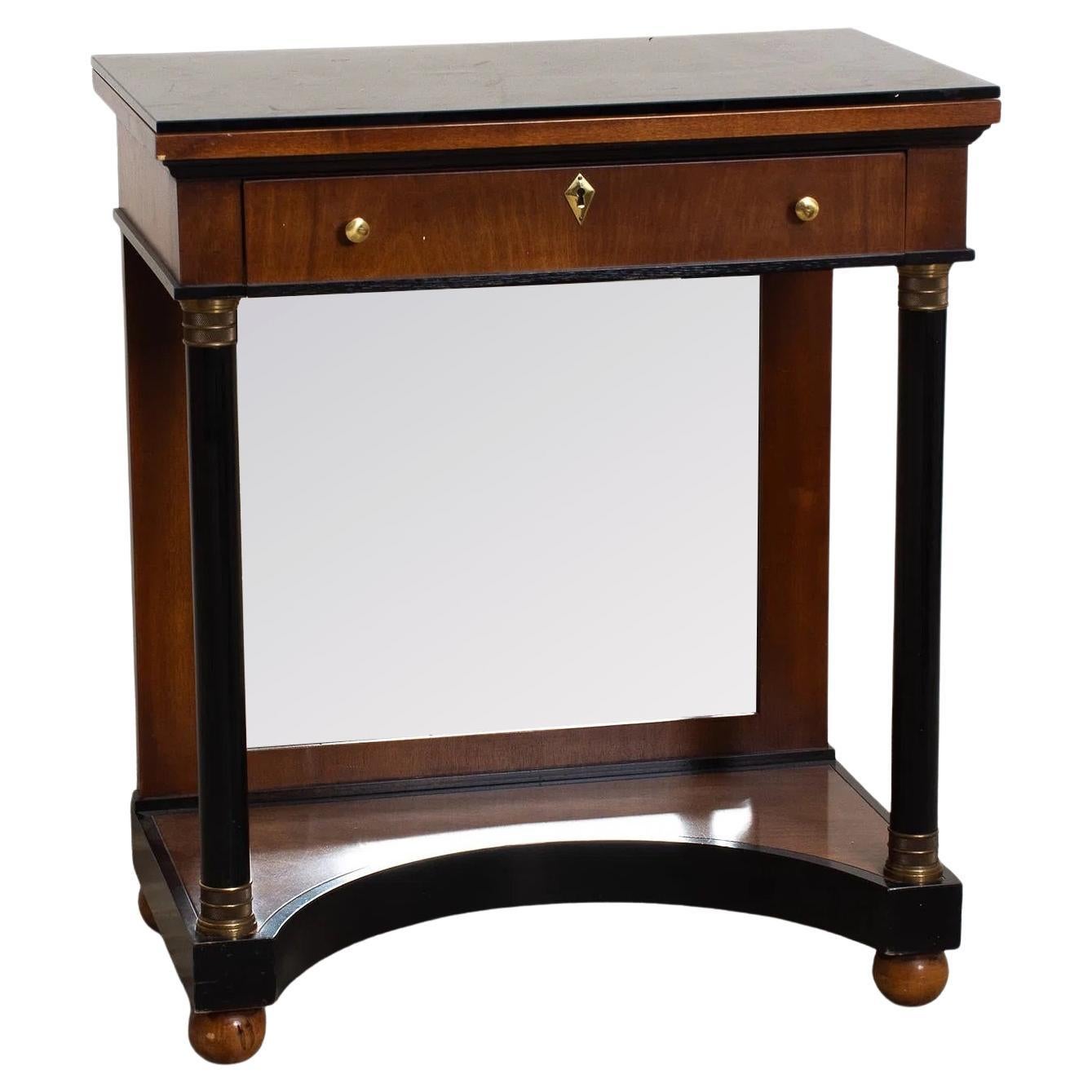 Italian Neoclassical Revival Concave D-Shape Mirrored Back Small Sideboard For Sale