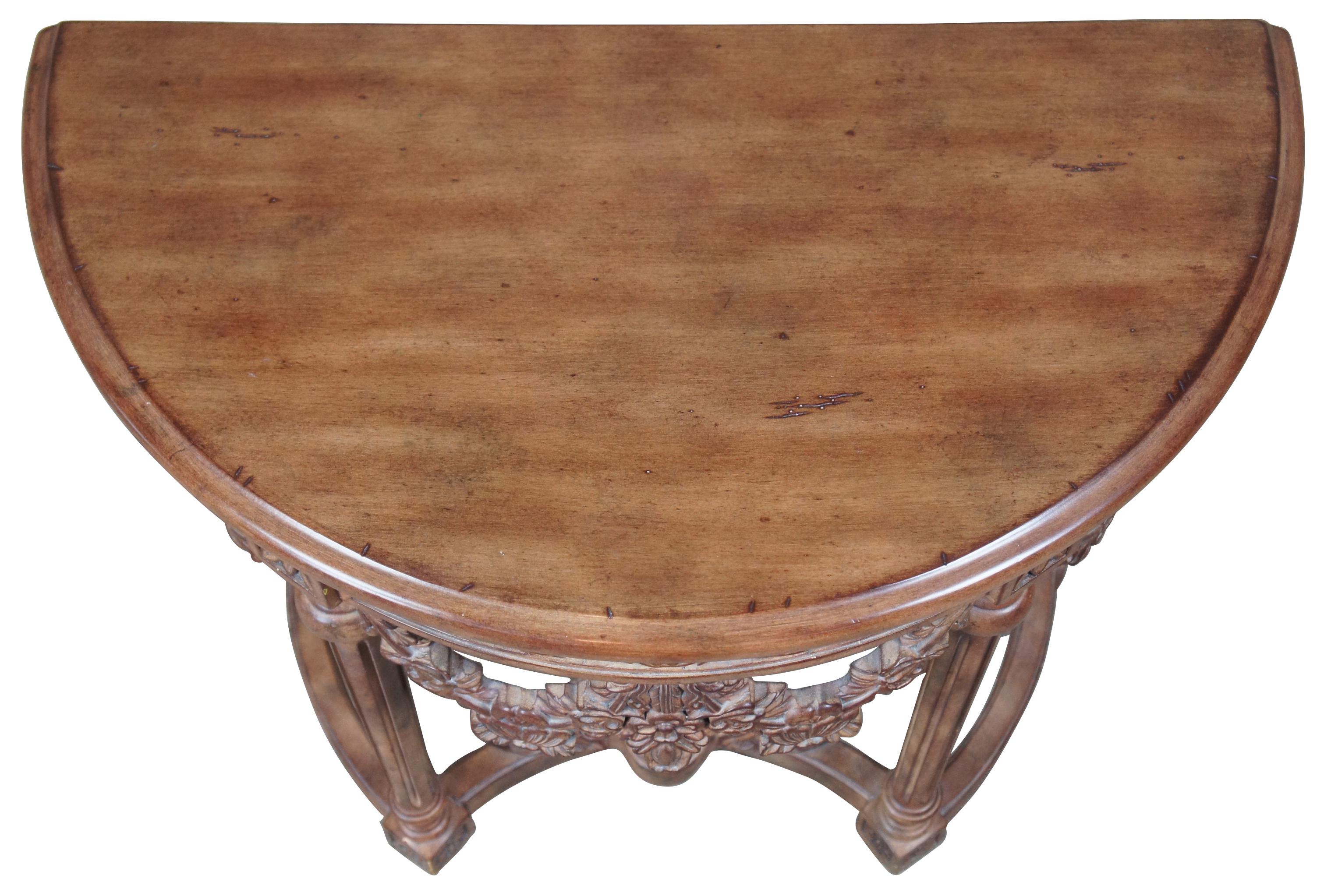 Italian Neoclassical Revival Demilune Console Hall Table Crescent Half Round In Good Condition In Dayton, OH