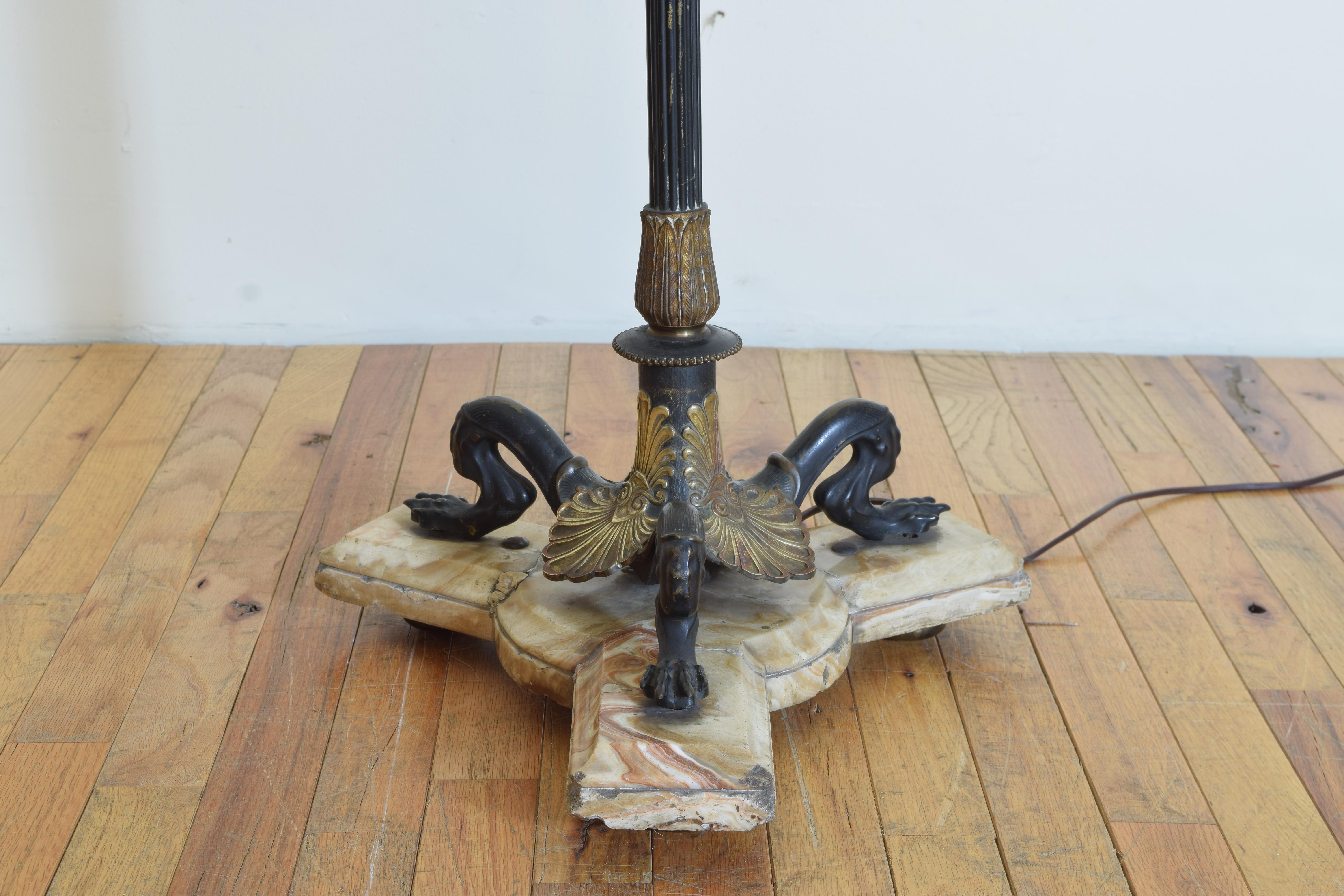 Italian Neoclassical Revival Style Gilt Brass & Onyx Floorlamp, Late 19th Cen. 3