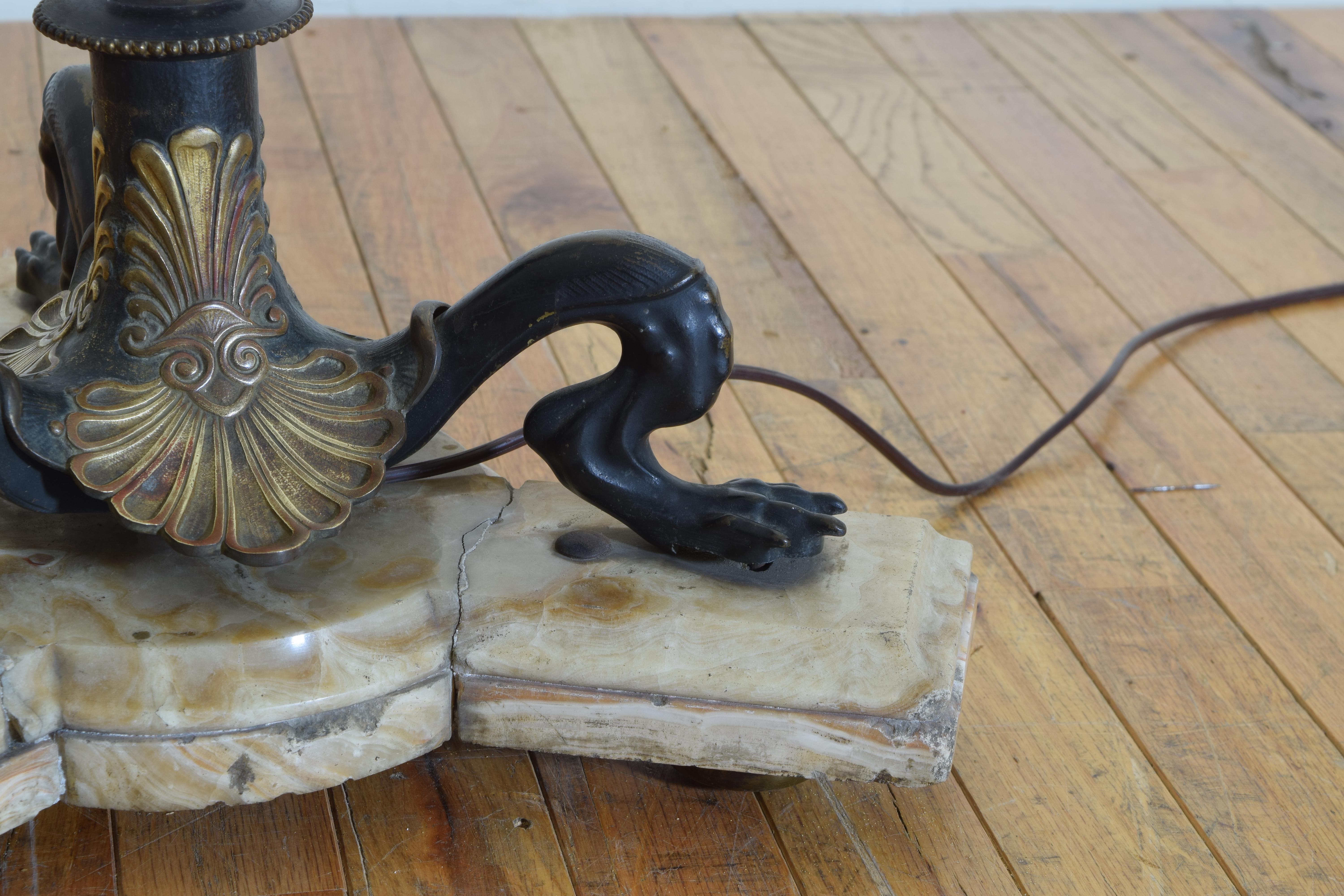 Italian Neoclassical Revival Style Gilt Brass & Onyx Floorlamp, Late 19th Cen. 4