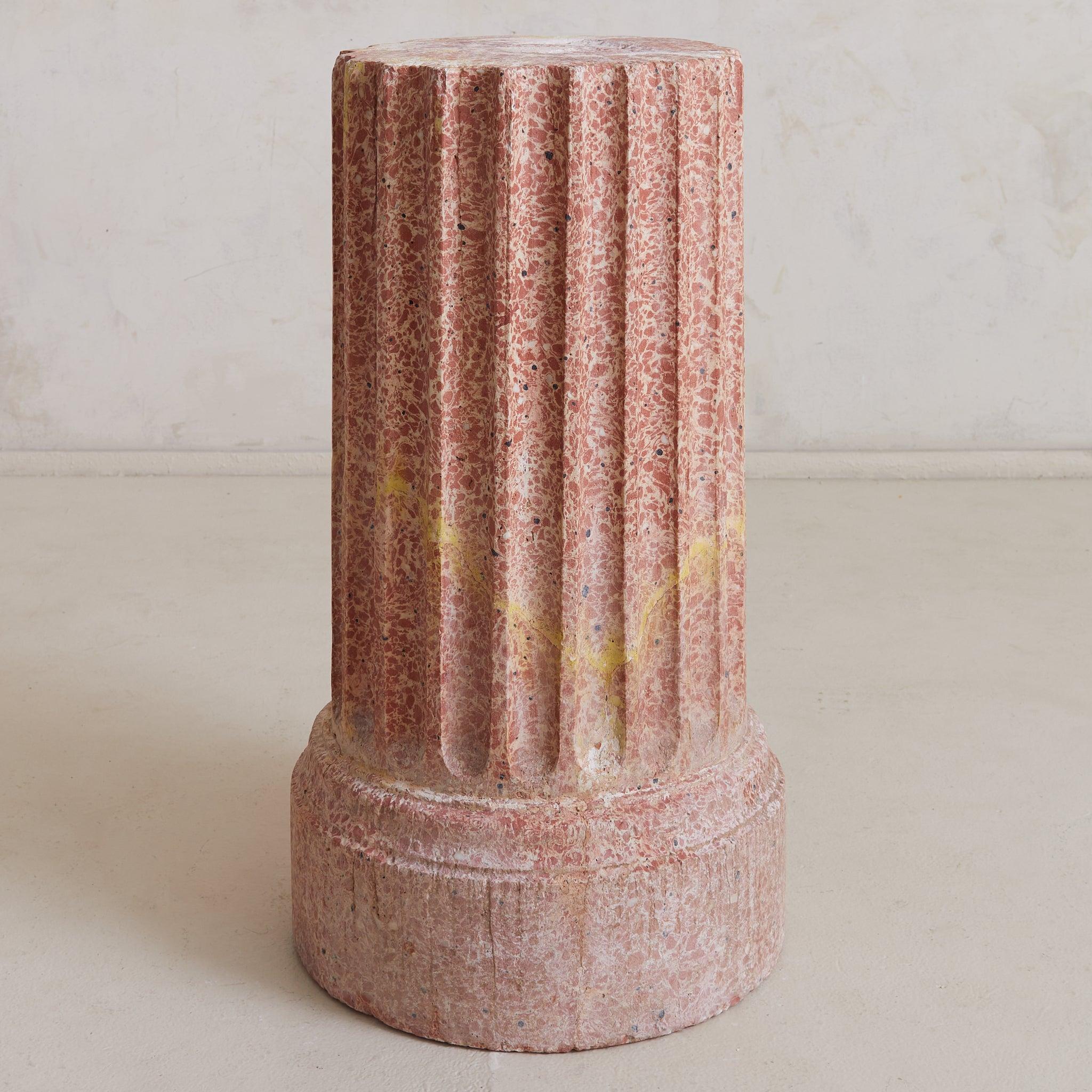 Mid-20th Century Italian Neoclassical Scagliola Marble Fluted Pedestal, 1940s For Sale