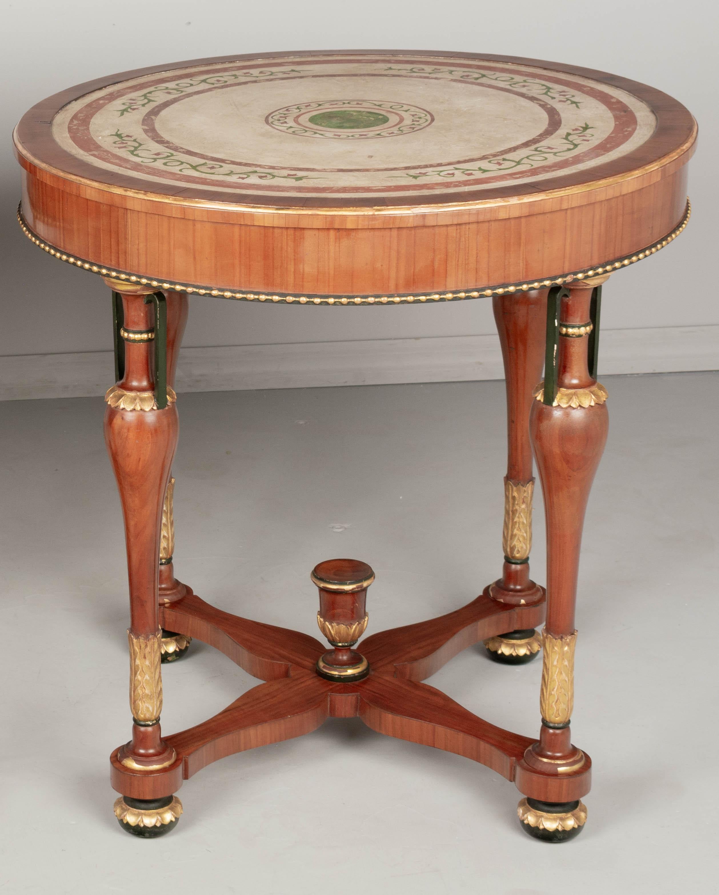 Hand-Crafted Italian Neoclassical Scagliola Top Center Table For Sale