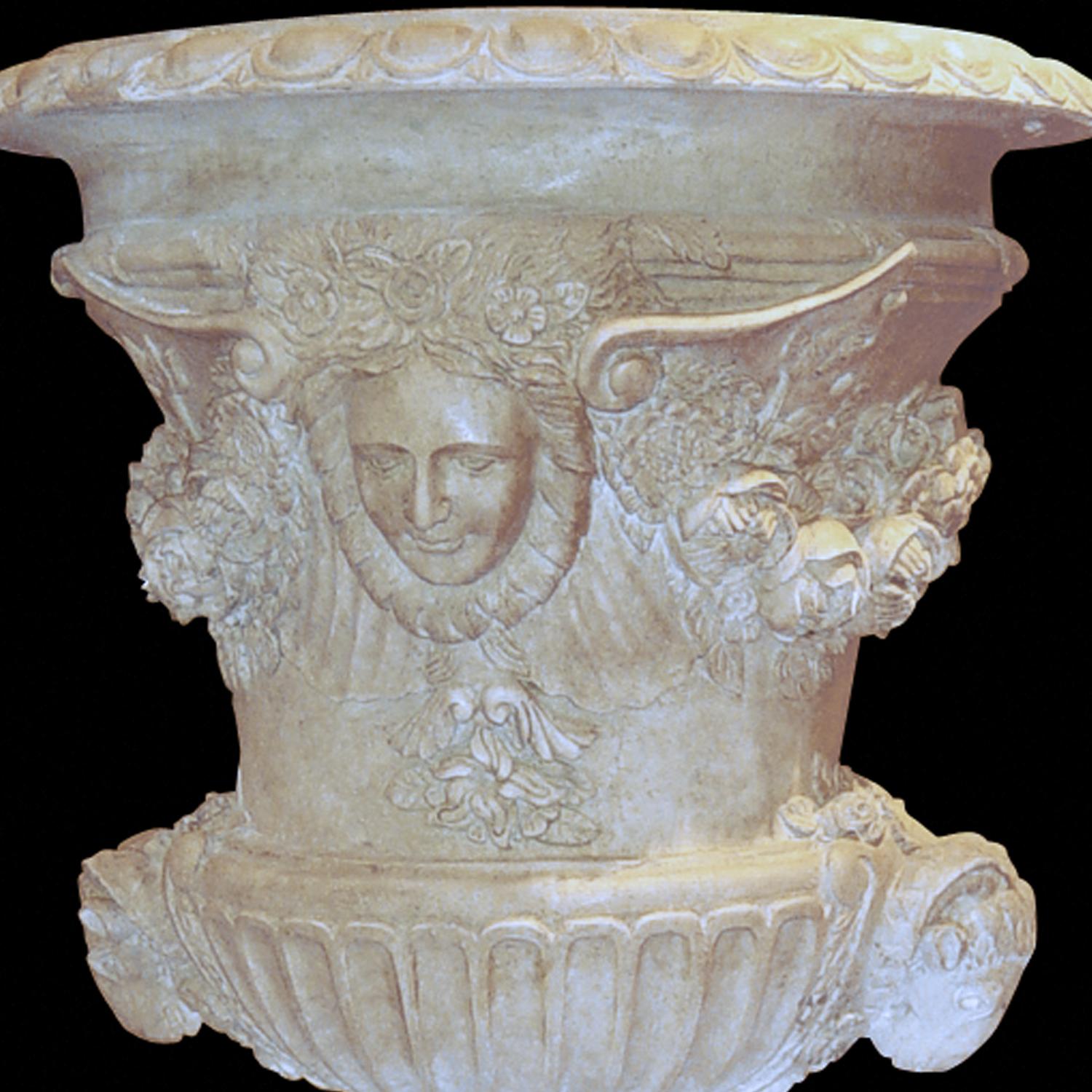 Italian Neoclassical Sculpture Hand Carved White Marble Vase after Versailles In New Condition For Sale In Rome, IT