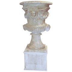 Italian Neoclassical Sculpture Hand Carved White Marble Vase after Versailles