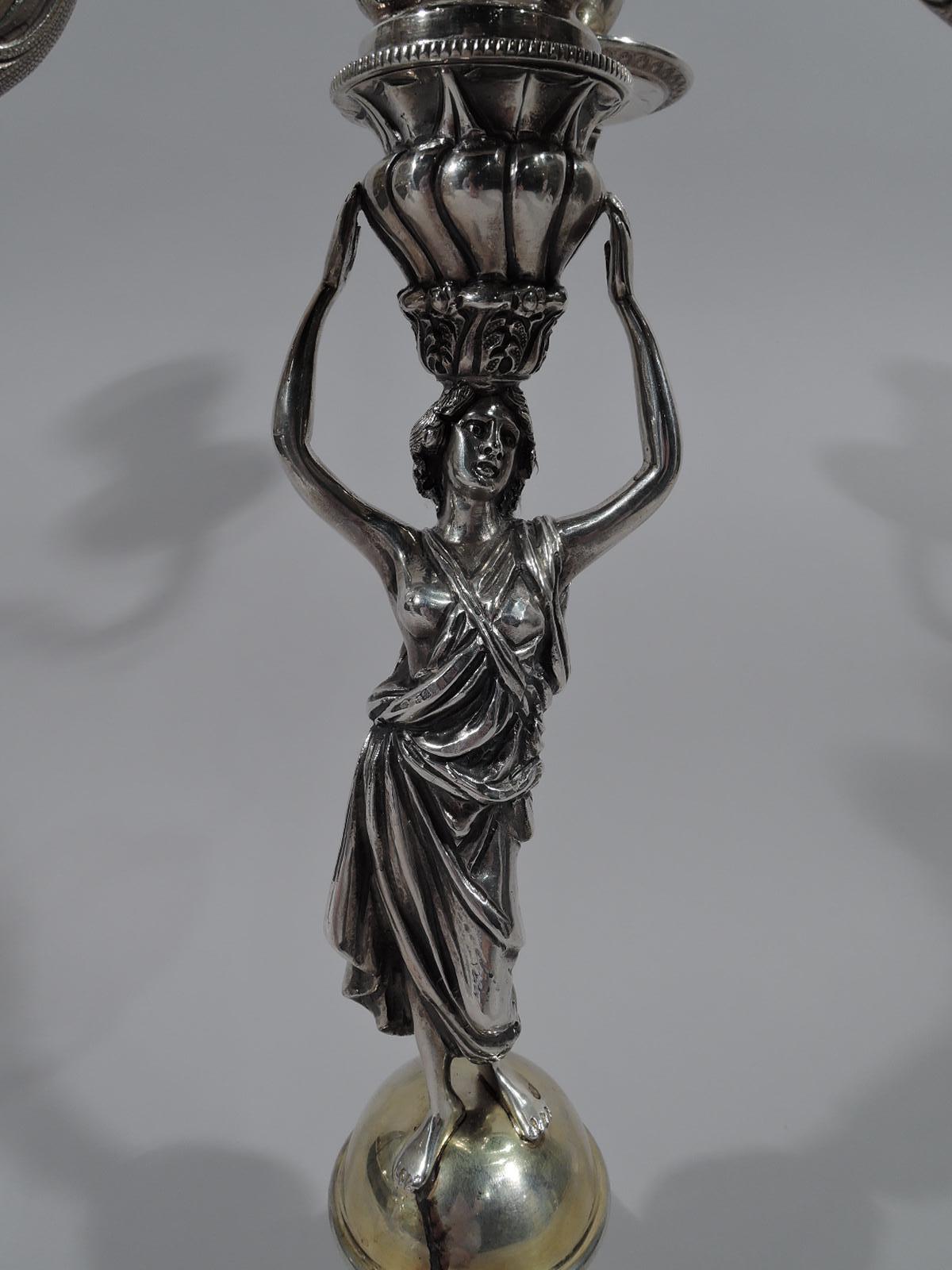20th Century Italian Neoclassical Silver 4-Light Candelabrum