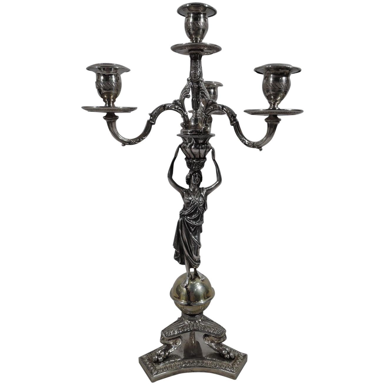 Italian Neoclassical Silver 4-Light Candelabrum