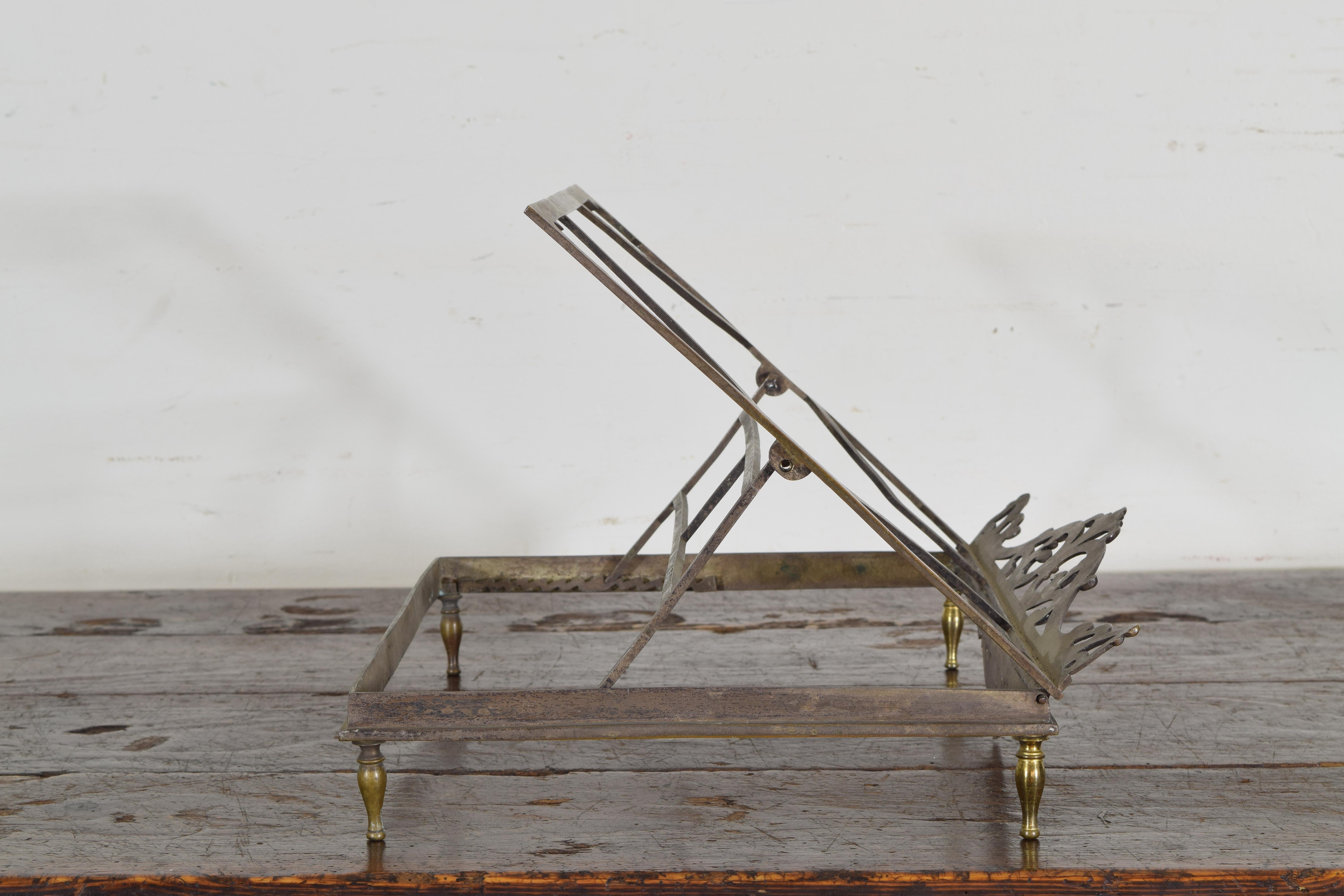 Early 19th Century Italian Neoclassical Silver Plate and Brass Leggio 'Bookstand', 19th Century