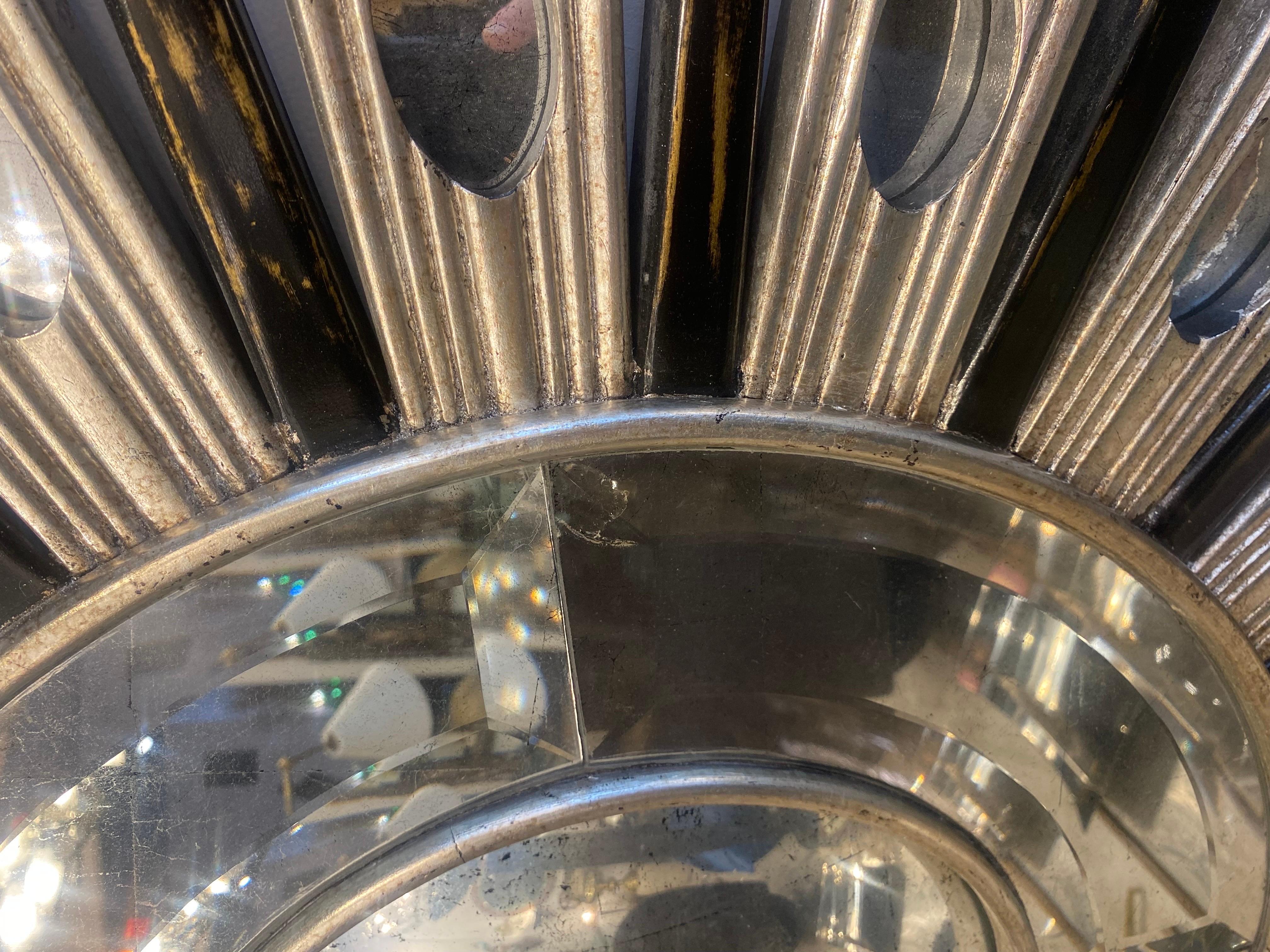 20th Century Italian Neoclassical Silvered Sunburst Mirror For Sale