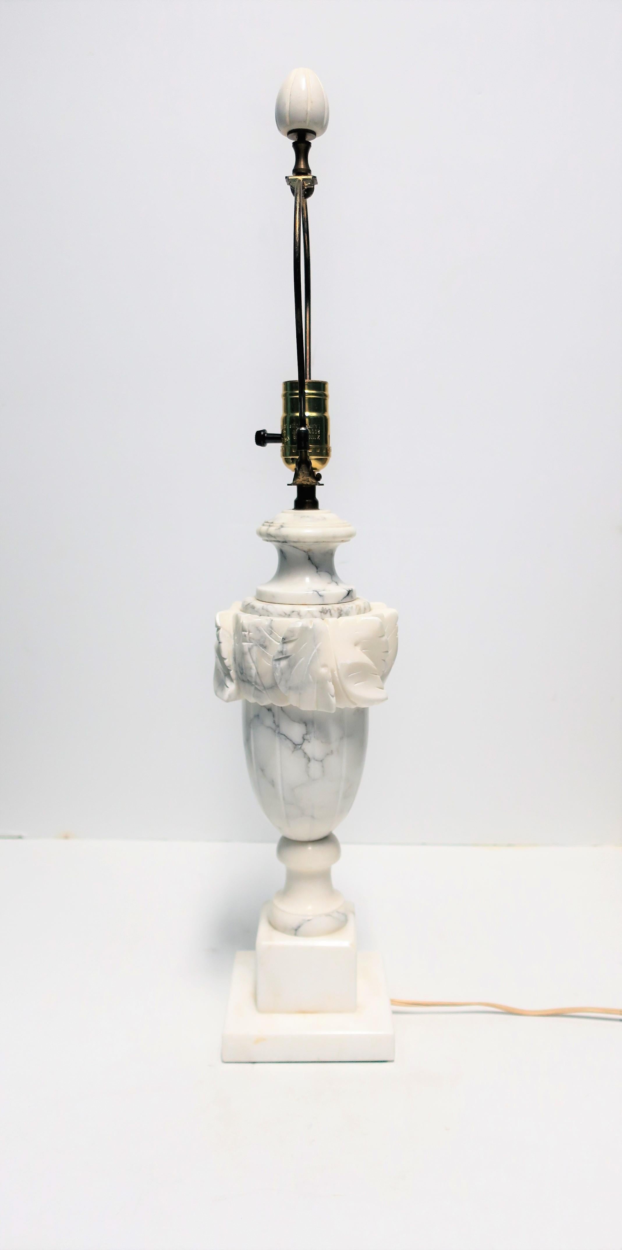 Italian Neoclassical Solid Black and White Marble Urn Table Lamp 7