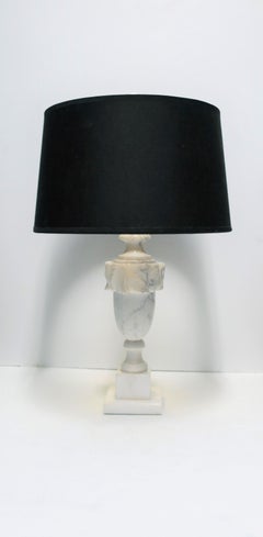 Italian Neoclassical Solid Black and White Marble Urn Table Lamp