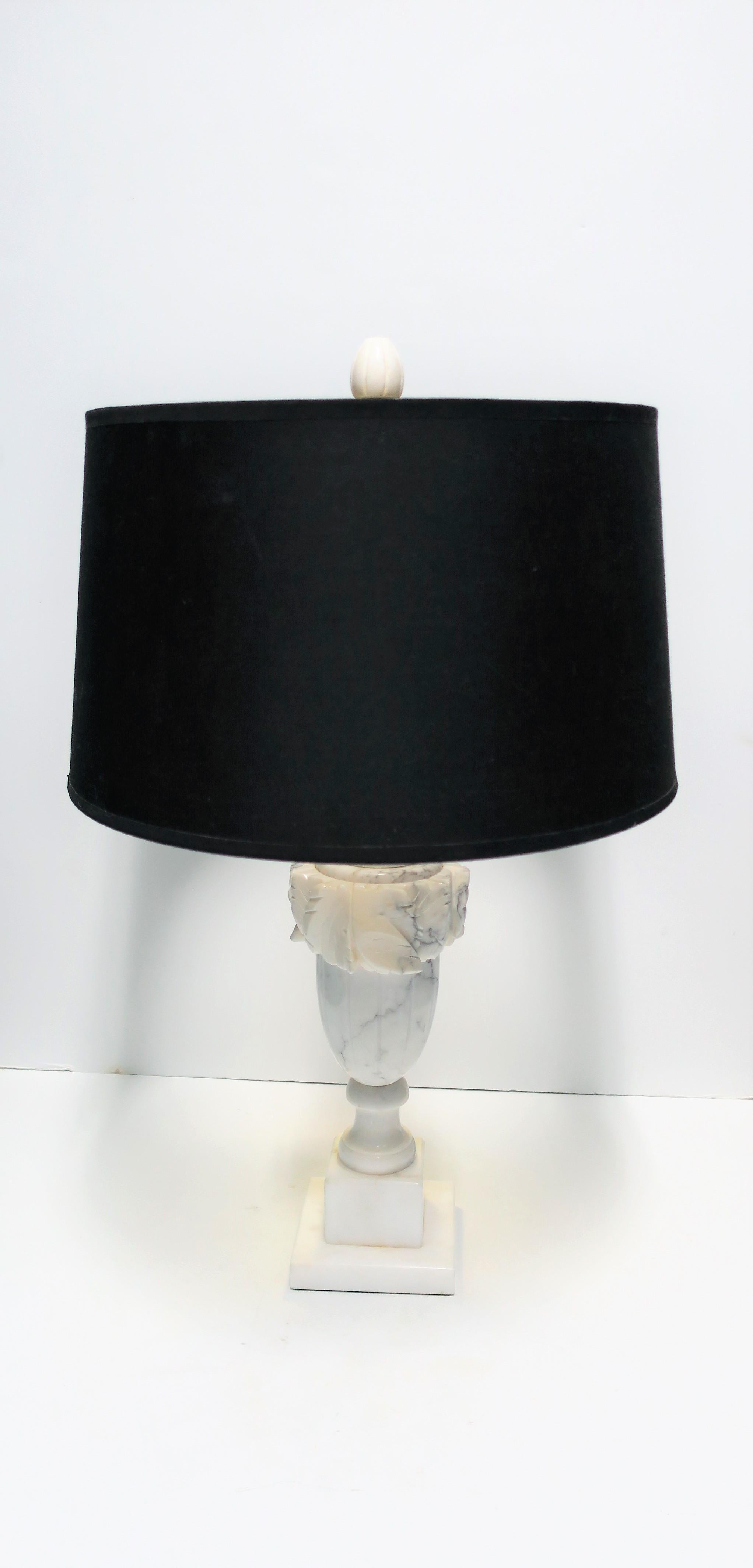 Italian Neoclassical Solid Black and White Marble Urn Table Lamp 1