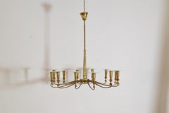 Italian Neoclassical Style 12-Light Brass and Glass Chandelier