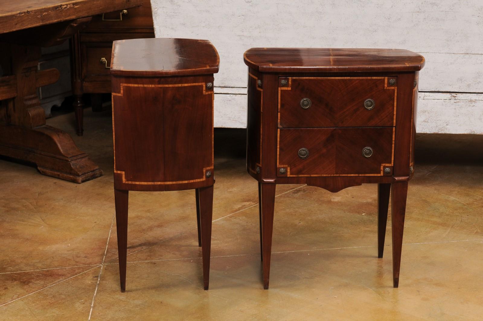 Italian Neoclassical Style 19th Century Mahogany and Birch Bedside Tables 2