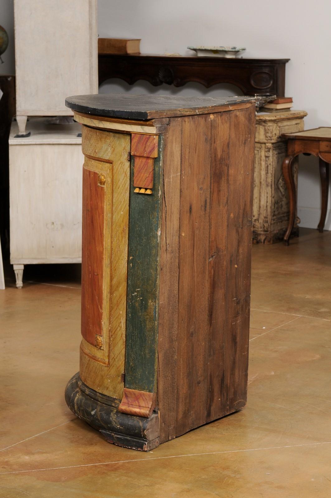 Italian Neoclassical Style 19th Century Marbleized Corner Cabinet with One Door For Sale 4