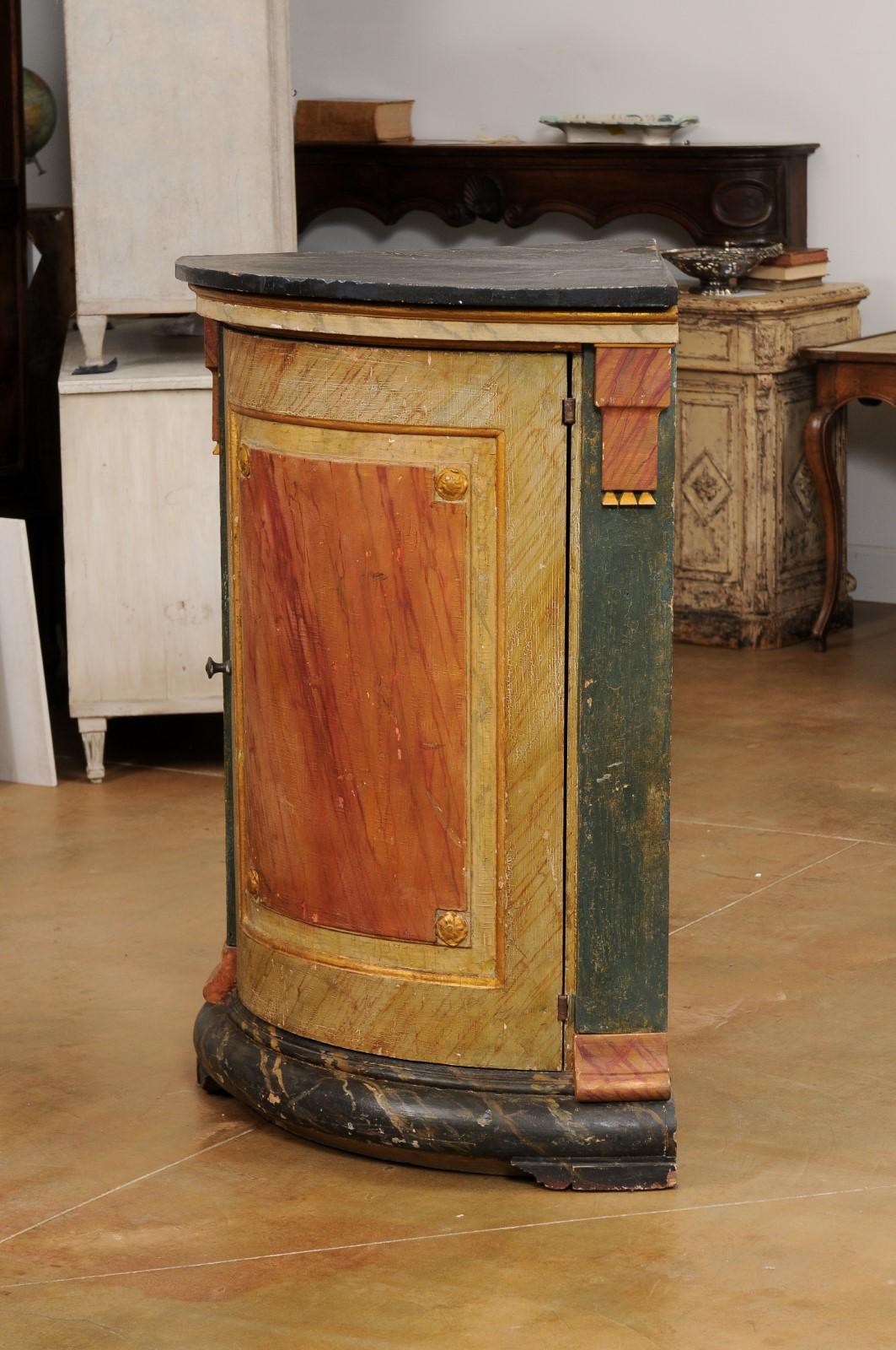 Italian Neoclassical Style 19th Century Marbleized Corner Cabinet with One Door For Sale 5