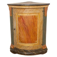 Italian Neoclassical Style 19th Century Marbleized Corner Cabinet with One Door