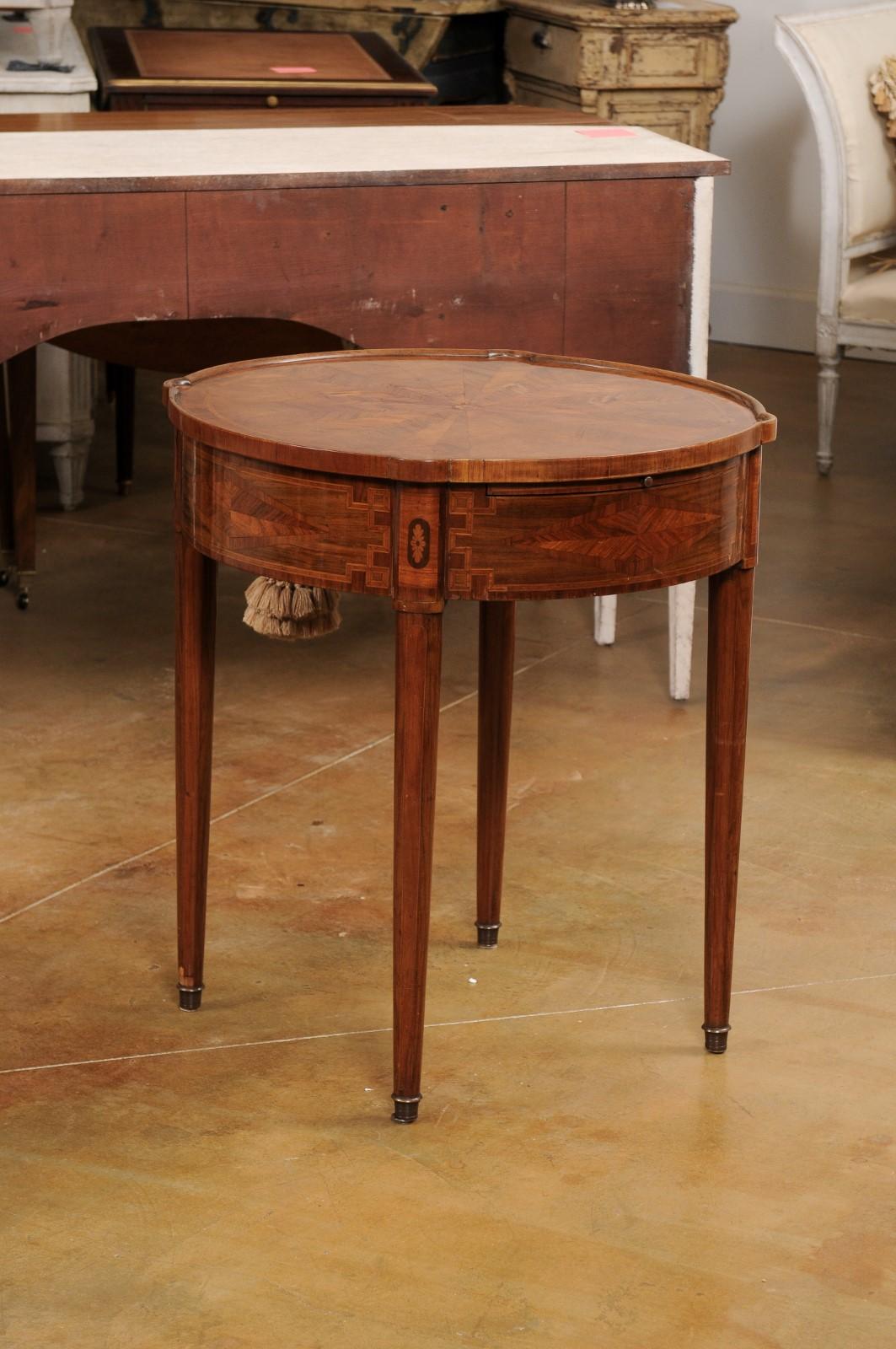 Italian Neoclassical Style 19th Century Marquetry Center Table with Drawer 6