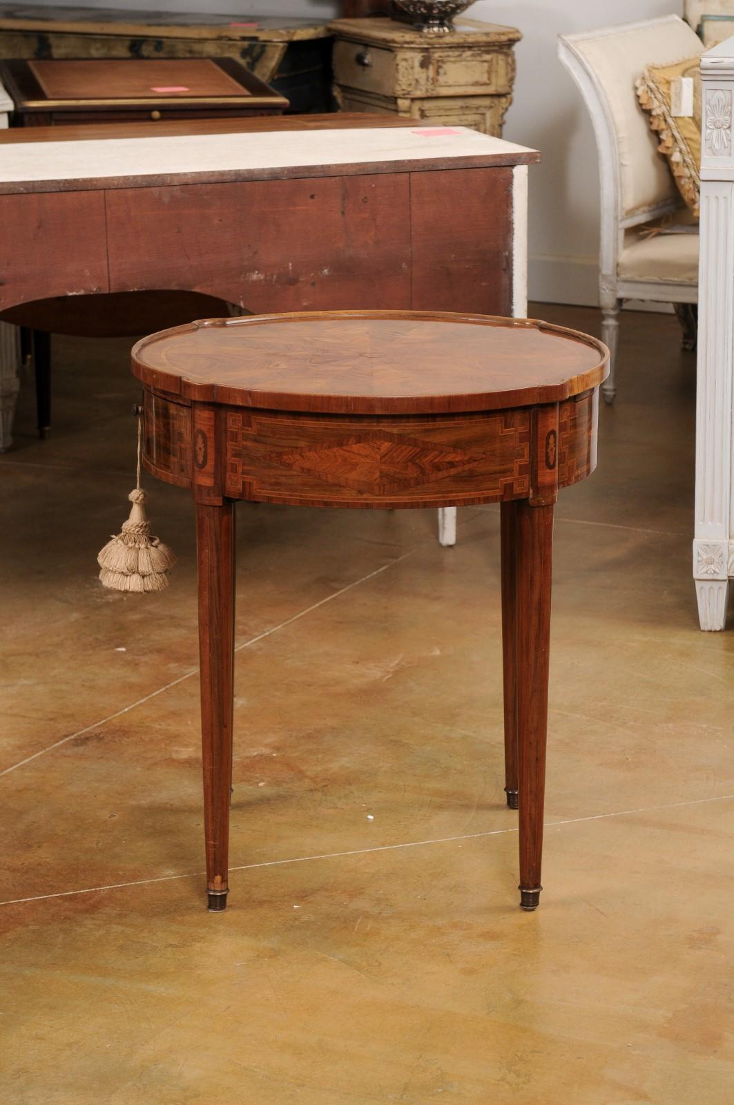 Italian Neoclassical Style 19th Century Marquetry Center Table with Drawer 7