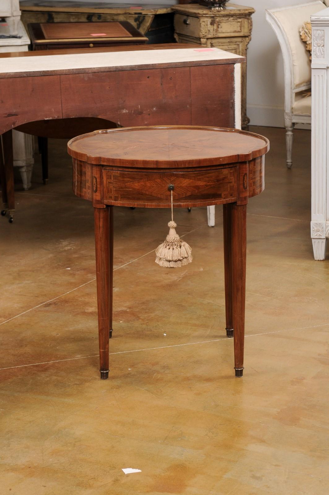 Italian Neoclassical Style 19th Century Marquetry Center Table with Drawer 8