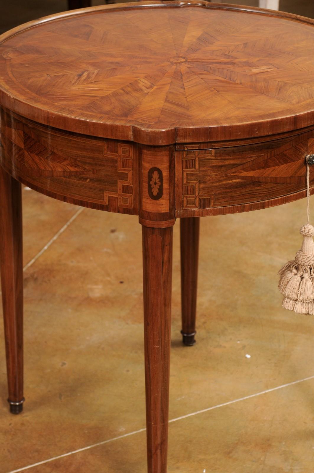 Italian Neoclassical Style 19th Century Marquetry Center Table with Drawer 2