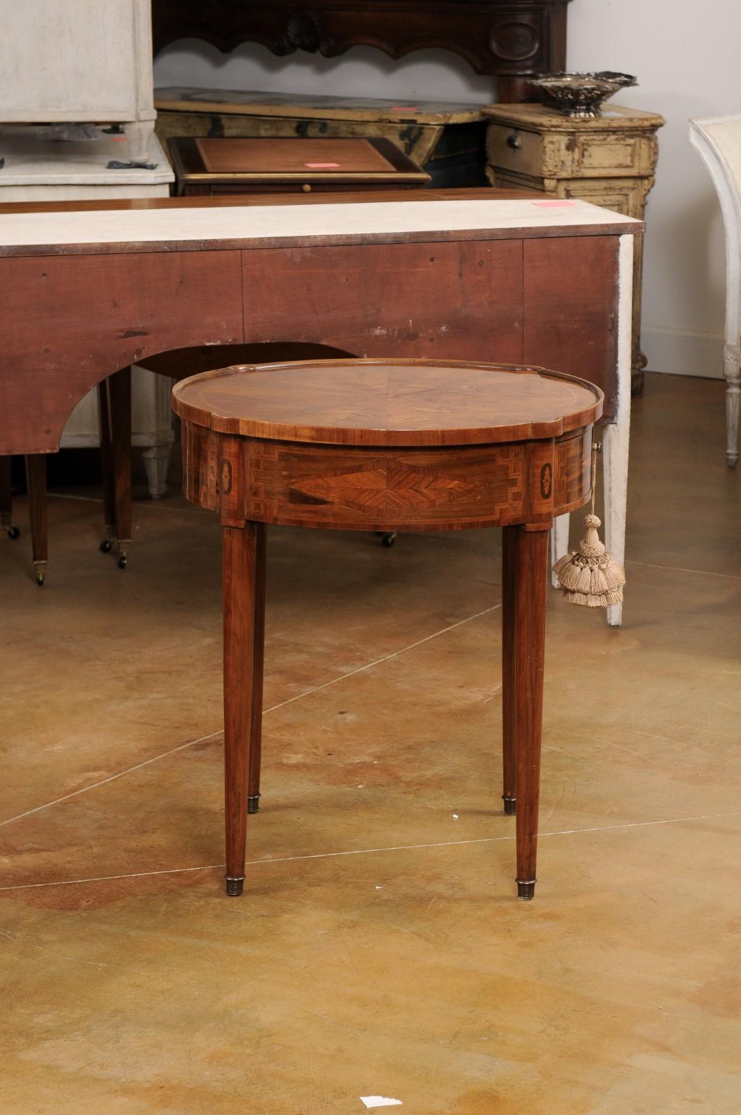 Italian Neoclassical Style 19th Century Marquetry Center Table with Drawer 3