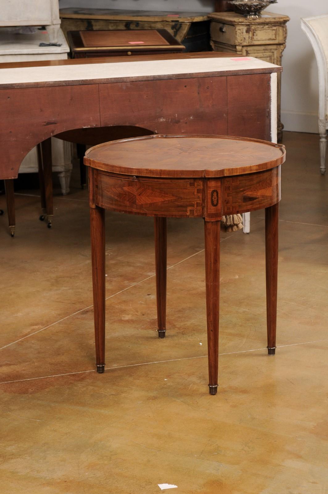 Italian Neoclassical Style 19th Century Marquetry Center Table with Drawer 4