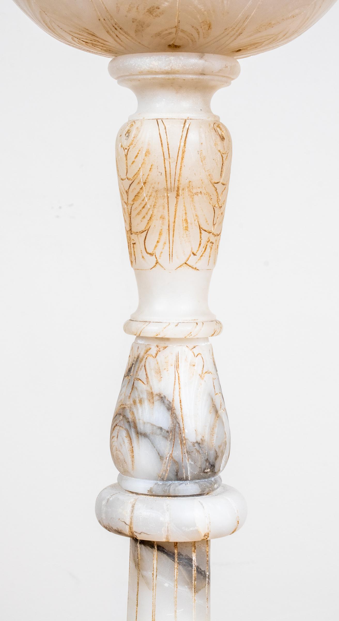 Neoclassical Revival Italian Neoclassical Style Alabaster Floor Lamp