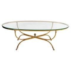 Italian Neoclassical Style Brass Rams Head Coffee Table