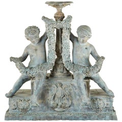 Italienischer Bronzebrunnen im neoklassischen Stil mit Putten