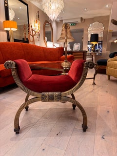 Italian Neoclassical style bronze frame Curule stool/ window bench