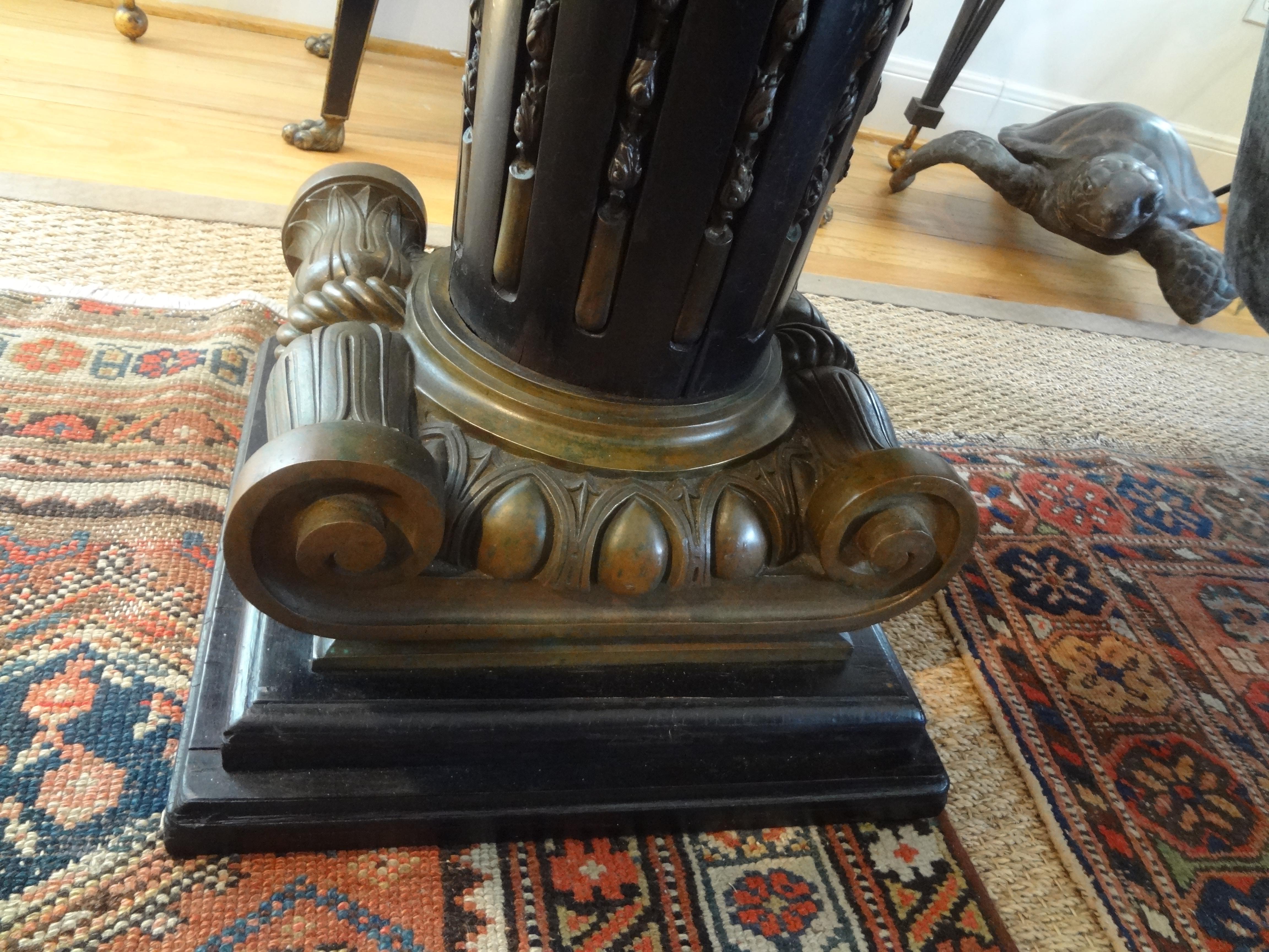 Italian Neoclassical Style Bronze Ionic Column Table with Marble Top 8