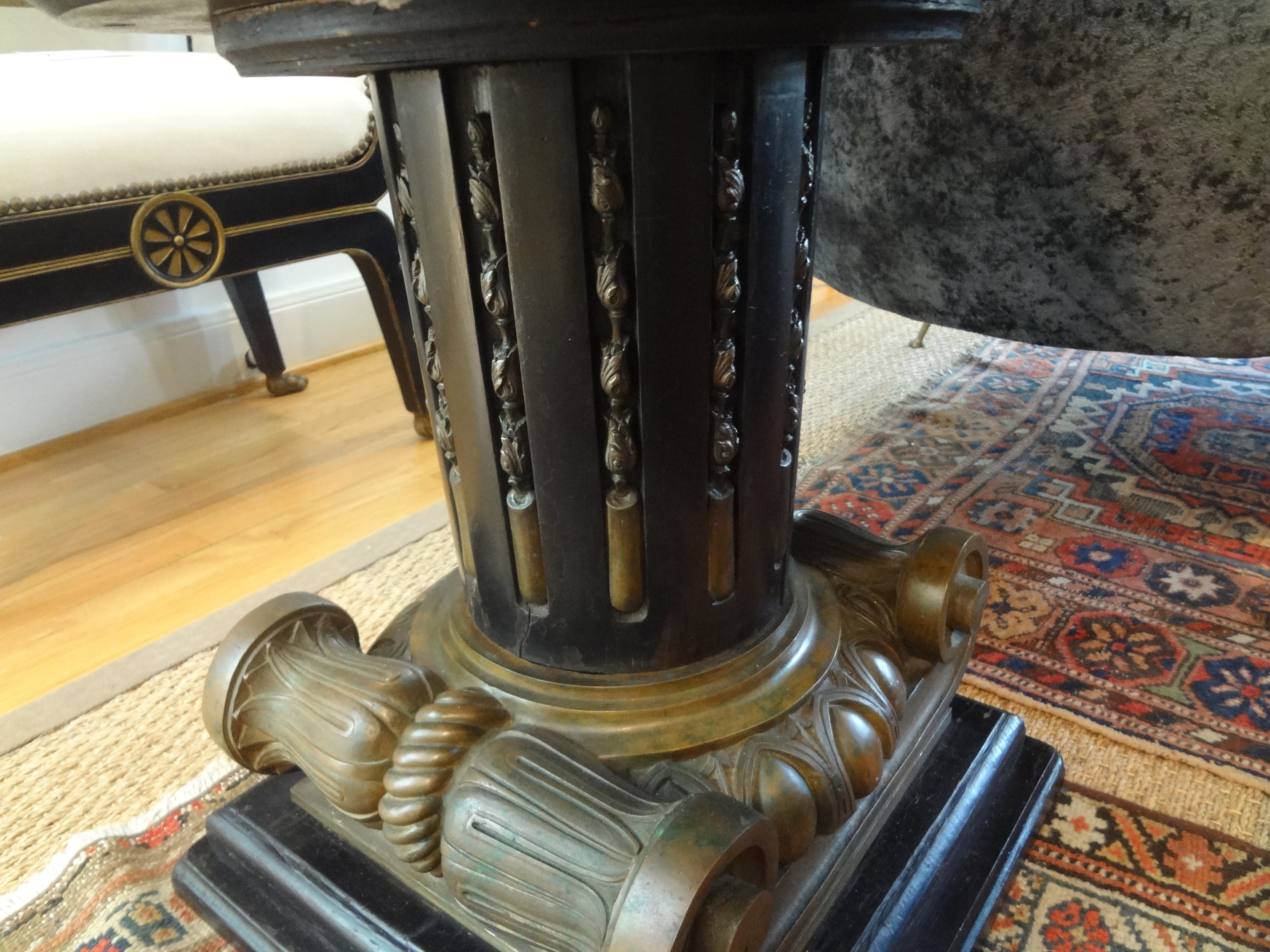 Italian Neoclassical Style Bronze Ionic Column Table with Marble Top 5