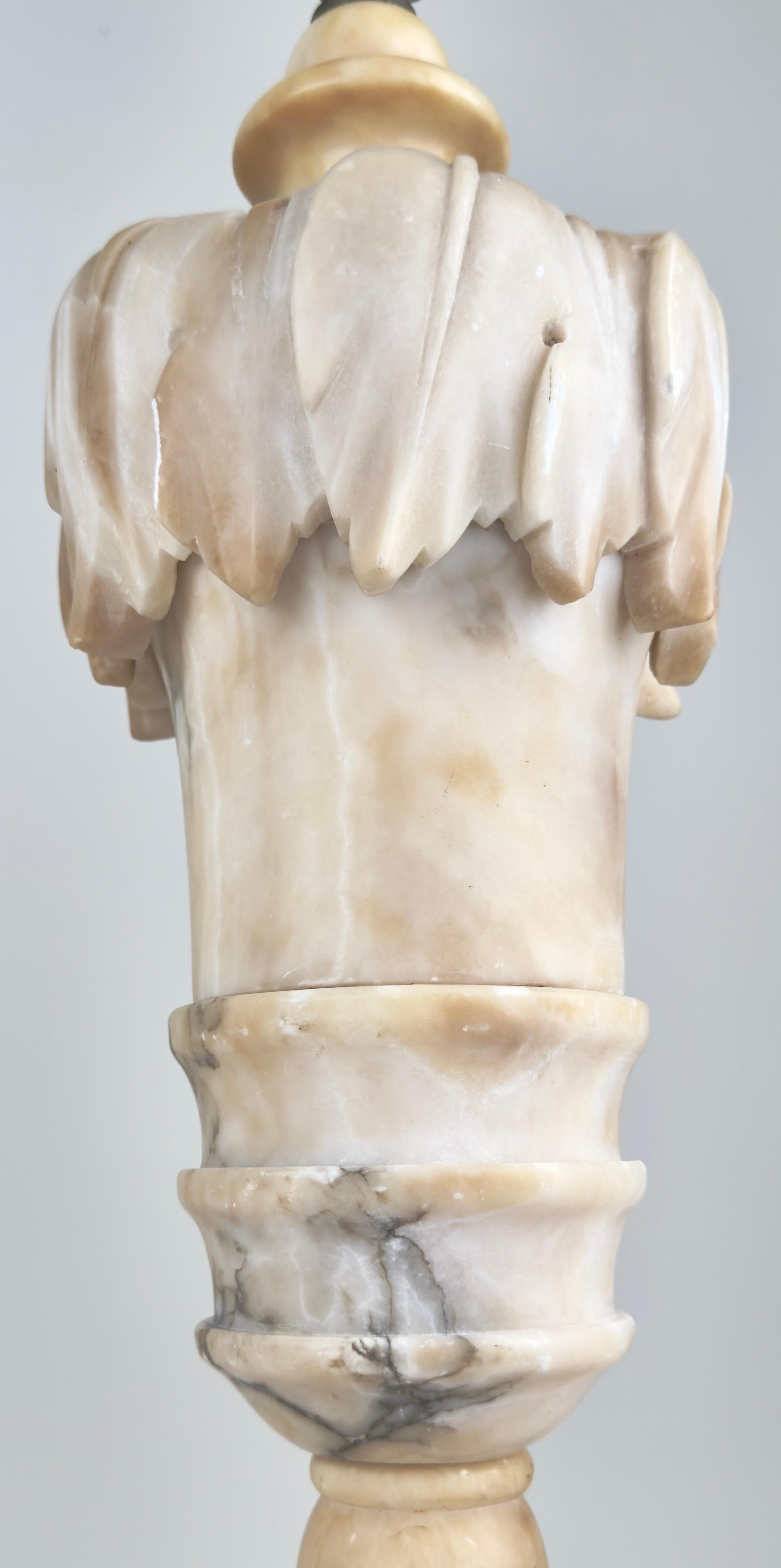 Italian Neoclassical Style Carrara Alabaster Marble Lamp, a Pair 10